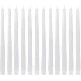 تصویر شمع مدل قلمی 30 سانت سفید بسته 12 عددی 30 cm white pencil candle, pack of 12