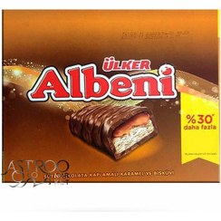 تصویر شکلات آلبنی اولکر با لایه کارامل و شکلات ۵۲ گرم بسته ی ۱۸ عددی Albeni double chocolate  pack of 18 pieces