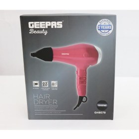 تصویر سشوار برقی با سیم رنگ قرمز روشن/مشکی/نقره‌ای برند geepas Corded Hair Dryer Light Red/Black/Silver