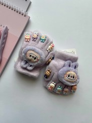 تصویر دستکش طرح لبوبو با کیفیت و نرم و برجسته - بنفش 