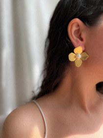 تصویر گوشواره تک مروارید گلد و سیلور 