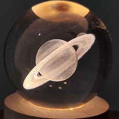 تصویر چراغ خواب گوی کریستالی طرح زحل قطر ۶ سانتی 