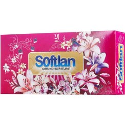 تصویر دستمال کاغذی 100 برگ دو لایه سری باغ بهشت سافتلن Softlan Facial Tissue