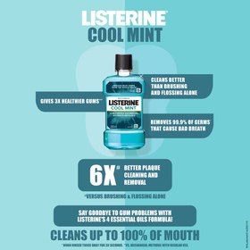 تصویر دهانشویه لیسترین مدل cool mint ا Cool mint Listerine mouthwash with a mild taste, volume 500 ml Cool mint Listerine mouthwash with a mild taste, volume 500 ml