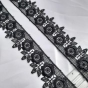 تصویر نوار گیپور مشکی 3/5 سانت طرح گل 