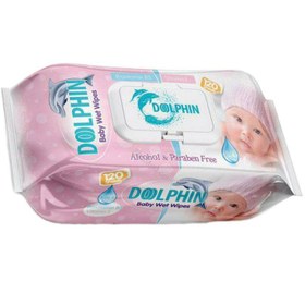 تصویر دستمال مرطوب کودک دلفین-حاوی ویتامین E و پرو ویتامین B5 Baby Wet Wipes Dolphin 