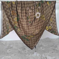 تصویر روسری کشمیر گوچی قهوه ای و کرم 