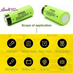 تصویر باتری 26650 لیتیوم-یون 5000mAh طرح پاناسونیک 26650A Panasonic 26650 3.7v rechargable battery 5000mAh