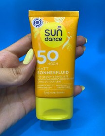 تصویر ضدآفتاب سان دنس spf۵۰, ۵۰ml Sonnenfluid Gesicht mattierend LSF 50, 50 ml