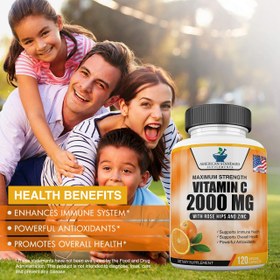 تصویر ویتامین C 2000 به همراه زینک 40mg برند American Standard 