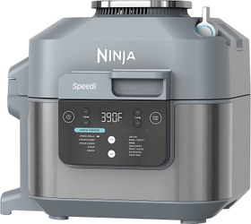 تصویر سرخ کن بدون روغن Ninja SF301 | ظرفیت 6 لیتر، عملکرد 12 در 1 برای بخارپز، پخت، کباب کردن، سرخ کردن، سرخ کردن، آهسته پختن، کیسه پزی و غیره | پختن هر غذایی ظرف 15 دقیقه، رنگ خاکستری 