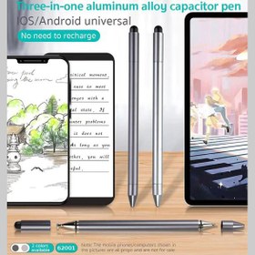 تصویر قلم لمسی عمومی سه سر کوتتسی Coteetci three-in-one universal capacitive pen 62001-GY 