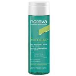 تصویر ژل پاک کننده صورت و بدن نوروا اکسفولیاک Noreva Exfoliac (فرانسوی) غنی شده با بادام / مریم گلی 200 میل 