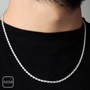 تصویر گردنبند نقره مدل توپ و طنابی 