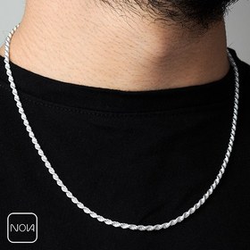 تصویر گردنبند نقره مدل توپ و طنابی 