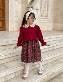 تصویر پیراهن مخمل کبریتی گلدار کد:415 - 1 