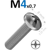 تصویر پیچ استوانه ای قطر 4 سرگرد دوسو چهارسو Pan Head Combo Slotted-Philips M4 screw