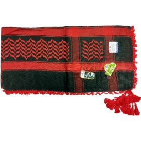 تصویر چفیه عربی الماس زمینه مشکی با طرح قرمز 