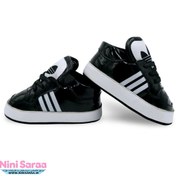 تصویر پاپوش نوزادی آدیداس مشکی ورنی سایز ۳ 