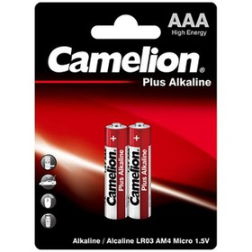 تصویر باطری نیم قلم کملیون آلکالاین پلاس پک 2 تایی Camelion Plus Alkaline AAA Battery