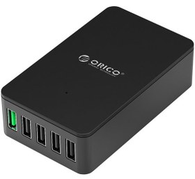 تصویر شارژر رومیزی فست شارژ ۵ پورت Orico QSE-5U QC2 ا Orico QSE-5U QC2.0 5Port Desktop Charger Orico QSE-5U QC2.0 5Port Desktop Charger