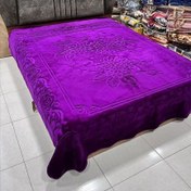 تصویر پتو گلبافت دو نفره نقش برجسته 240×220 | سنگین، لوکس، رنگ‌بندی متنوع + ضمانت اصالت - ارغوانی 