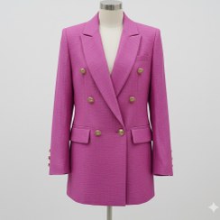 تصویر کت تک زنانه پارچه کتان لمه سرخابی کد 1433 - سرخابی 