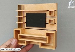 تصویر آبجکت ماکت‌ سازی طرح میز تلویزیون شلف‌ دار 