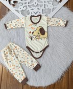 تصویر ست نوزادی لباس زیر دکمه و شلوار طرح هاپو سایز ۳ تا ۶ ماه 