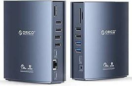 تصویر ایستگاه اتصال USB C 15 در 1 ORICO از صفحه نمایش دوگانه 4K @ 60Hz Extended و Mirrored (مناسب با Apple M1) با 2 HDMI، DP، اترنت گیگابیتی، PD100W، صدا 3.5 میلی متر، TF/SD و 8 USB3.0/2 پشتیبانی می کند. - ارسال 15 الی 20 روز کاری 