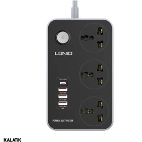 تصویر هاب شارژر و چند راهی برق الدینیو مدل SC3412 LDNIO SC34124 USB Port Hub 3 Power Socket