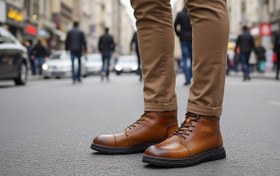 تصویر کفش بوت مردانه تمام چرم طبیعی کد 1994 - 40 / عسلی / 1994 