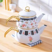 تصویر کتری قوری لعابی طرح گل آجار ACAR 