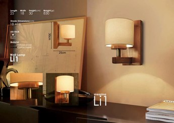 تصویر چراغ دیوارکوب بدنه چوب استوانه ای مسینا Li1 Wall lamp Li1