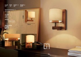 تصویر چراغ دیوارکوب بدنه چوب استوانه ای مسینا Li1 Wall lamp Li1