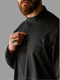 تصویر پیراهن مردانه مشکی دکمه مخفی سلیم 