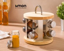 تصویر ست جا ادویه گردان ۸ عددی استیل و چوب لیمون کد ۲۳۴۶ 