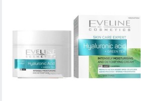 تصویر کرم هیالورونیک اسید و چای سبز اولاین Eveline Hyaluronic Acid+Green Tea Eveline Hyaluronic این محصول برای انواع پوست مورد استفاده قرار می‌گیرد و با ایجاد لایه‌ای محافظ بر روی پوست از آن در برابر رادیکال‌های آزاد مراقبت می‌کند. این کرم از پیری زودرس جلوگیری می‌کند و قابل استفاده برای بزرگسالان است. 