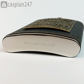 تصویر هیپ فلاسک (قمقمه جیبی) تکی چرم پلاک دار جک دنیلز 