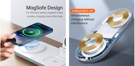 تصویر شارژر بی سیم مک دودو مدل CH-706 توان ۱۵ وات سه کاره 