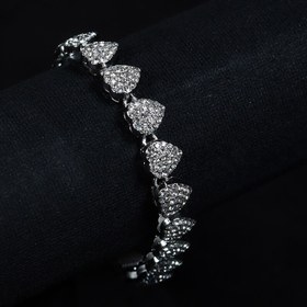 تصویر دستبند تنیسی نقره ای مدل قلبی _ دستبند فول نگین Heart model silver tennis bracelet - full gem bracelet