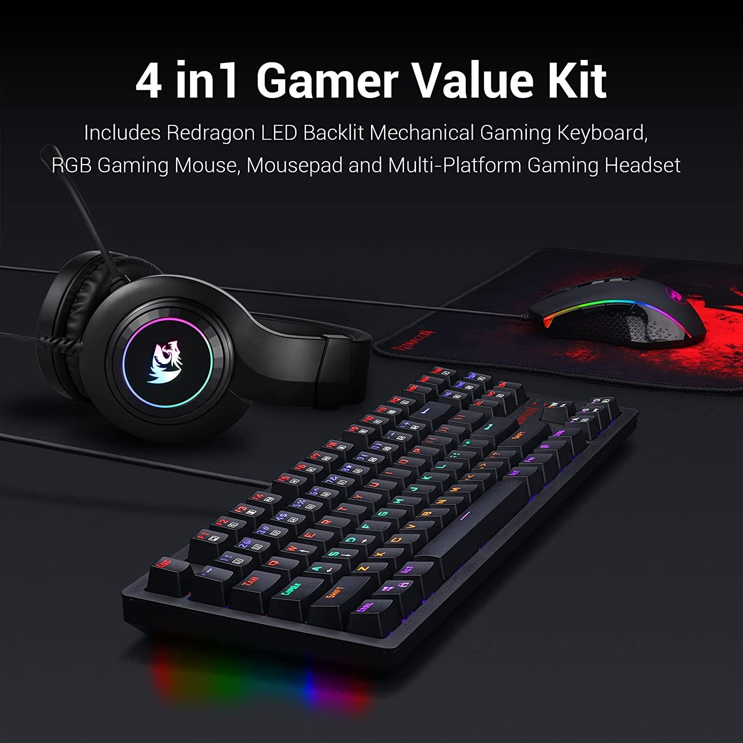 Gaming Keyboard and Mouse and Headset and Mouse Pad, X9 Performance 4 in 1  RGB Gaming Bundle Set Up to Game - Gaming Mouse and Keyboard Combo Kit