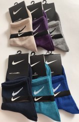 تصویر جوراب نیم ساق اسپرت نخی - بنفش 