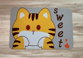 تصویر پادری فانتزی طرح گربه Sweet زرد و خاکستری سایز 60×40 