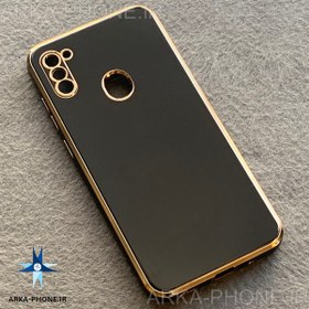 تصویر قاب گوشی Galaxy A11 - Galaxy M11 سامسونگ طرح ژله ای مای کیس گلد لاین دور طلایی محافظ لنز دار مشکی 