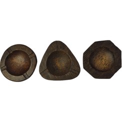 تصویر زیر سیگاری چوب نارگیل - طرح: چند ضلعی 