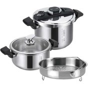 تصویر زودپز دوقلو جی فی نی مدل S-01 ظرفیت ۴ لیتر با بدنه استیل 