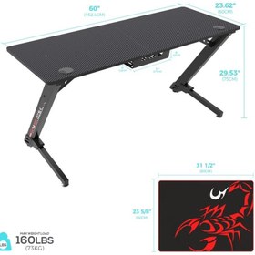 تصویر میز گیمینگ یوریکا Eureka ERK-TN-Z60-BK Eureka Gaming Table ERK-TN-Z60-BK