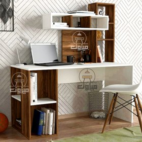 تصویر میز تحریر مدرن کتابخانه دار مدل همایون یک میزون چوب 