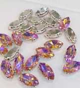 تصویر نگین پایه دار دوختنی پایه برنجی ۹در۱۸ میلیمتر صورتی ۷رنگ 